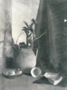 Still life study, charcoals, paper, 46 x 61 cm
