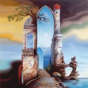 Gate of the spring, 2001, oil on board, 60 x 60 cm