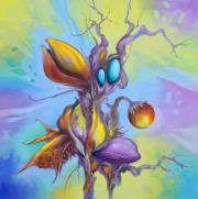 Triton virágai 3., olaj, farost, 50x50 cm (Tritón tengeristen a görög mitológiában)