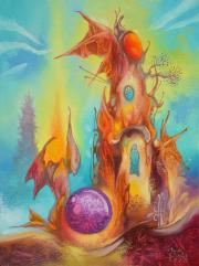 Az ametiszt gömb háza, olaj, vászon, 30x40 cm