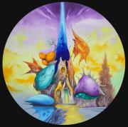 Azúr öböl, olaj kör táblán, d=60cm