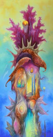 Nautilusz-torony, olaj, vászon, 40x100 cm