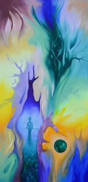 Smaragdba zárva, olaj, vászon, 60x120 cm