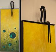 Fusion 2 (Joint artwork with Peter P. Kovacs, iron sculpture+painting 30x70 cm)