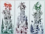 Három torony, 2010, 20 x 15 cm (7 különböző színnel nyomtatva)