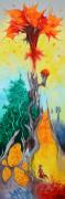 Tűznimfa, 2021, olaj, vászon, 40x120 cm